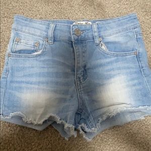 Light wash jean shorts